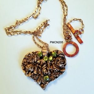 Handcrafted Copper Pendant with Peridot Stones